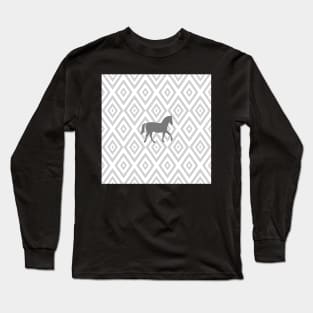 Horse - abstract geometric pattern - gray. Long Sleeve T-Shirt